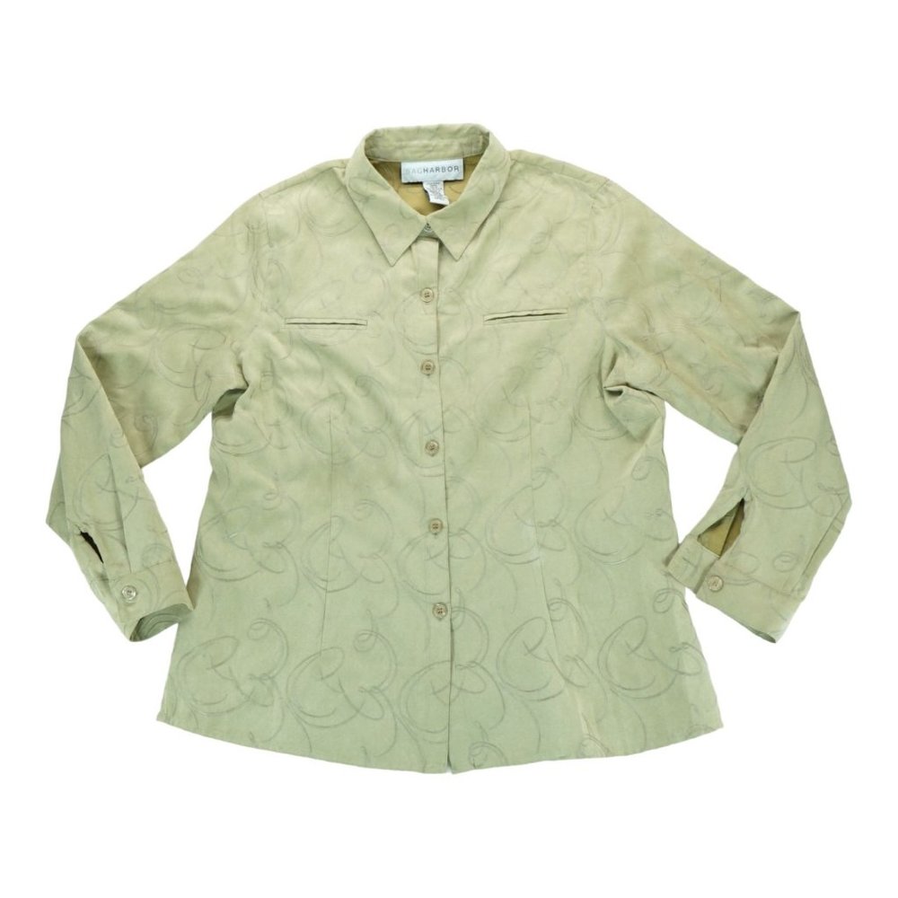 Sag Harbor Top 16 Olive Green Faux Suede Moleskin Layering Shacket Shirt Blouse